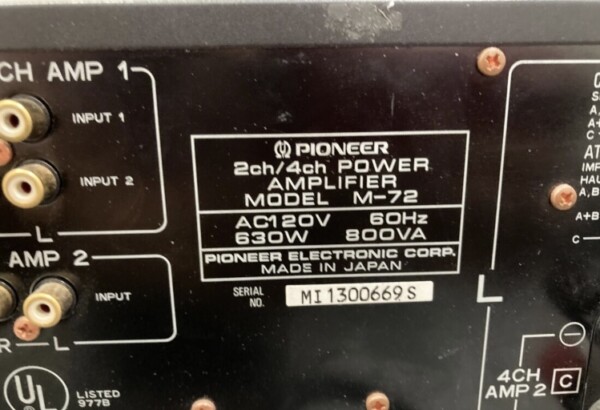 Pioneer M-72 Reference Power Amplifier